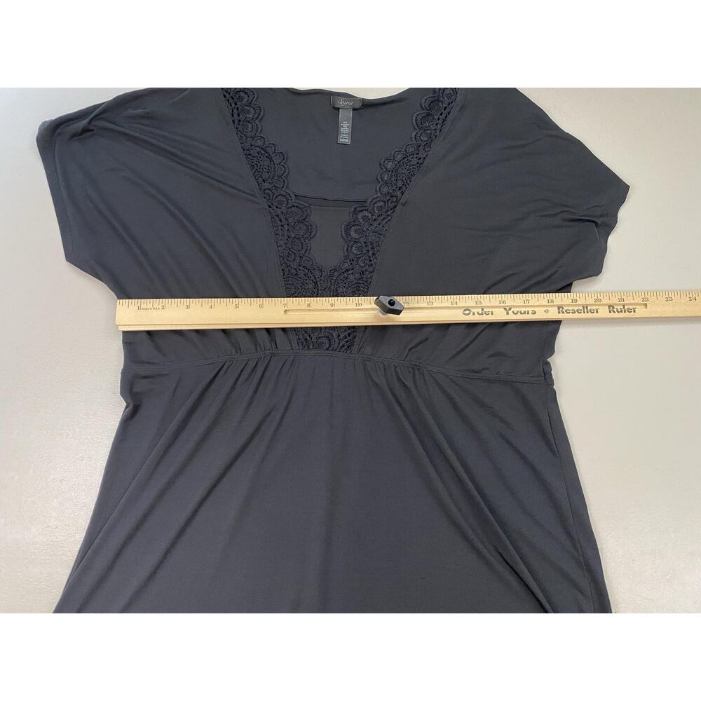 Soma Nightgown Womens Large Black Crochet Lace Short Sleeve Knit Chemise Lounge - Picture 5 of 9